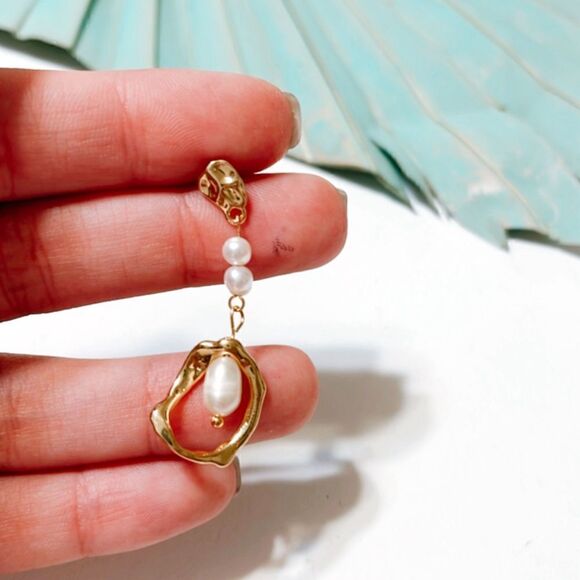 Pearl drop earrings S171 - Picture 3 of 3